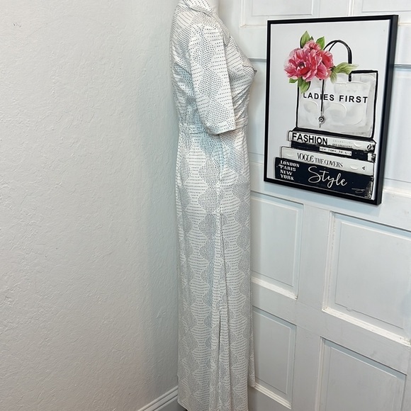 Tucker NYC White W/Blue Dots Midi Side Slit Shirt Dress Size XXS - Picture 2 of 8